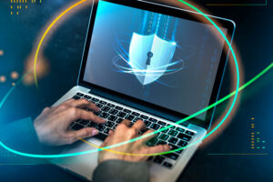 Hacker hacking a laptop