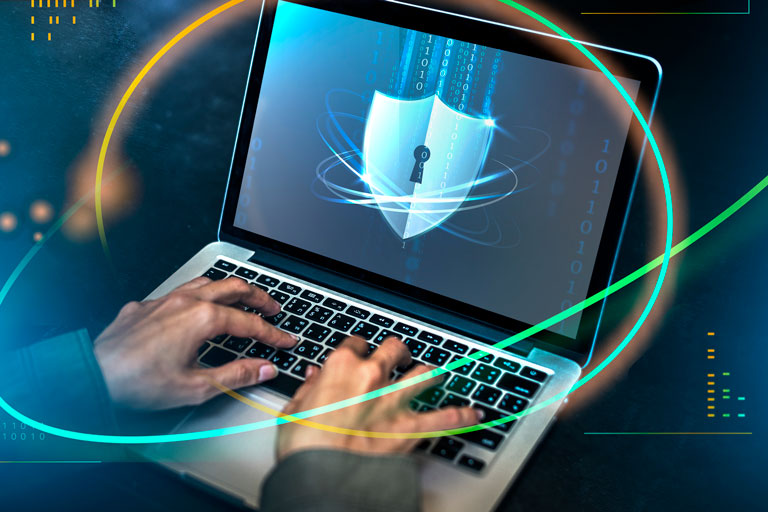 Hacker hacking a laptop