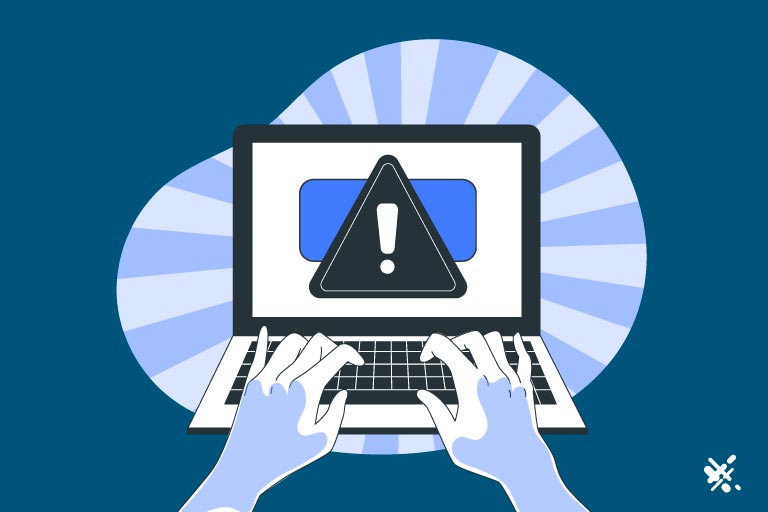 Woman on a Laptop showing an error message