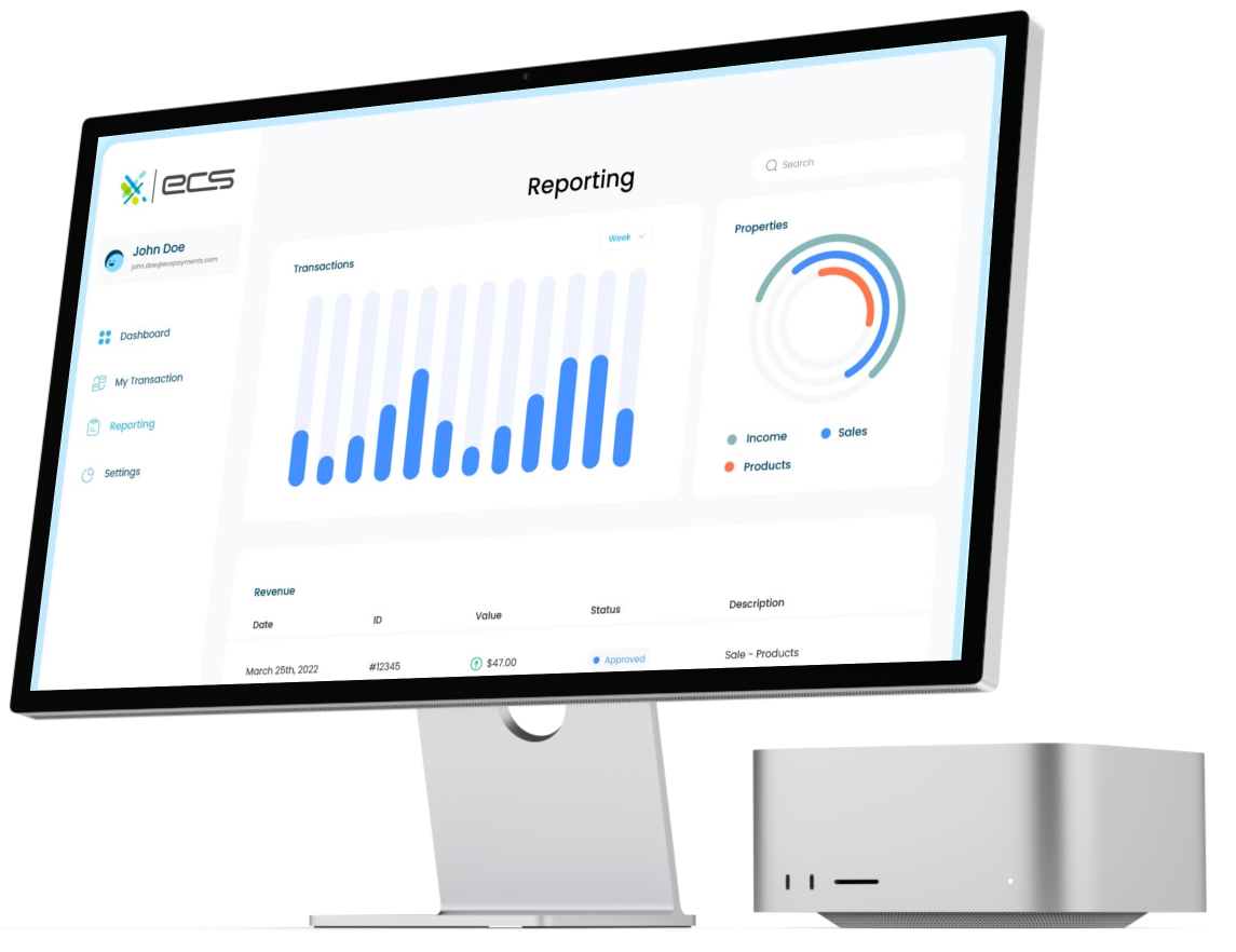 ECS portal reporting screen mockup