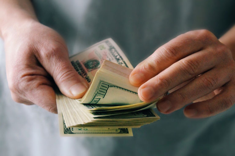 Man counting cash