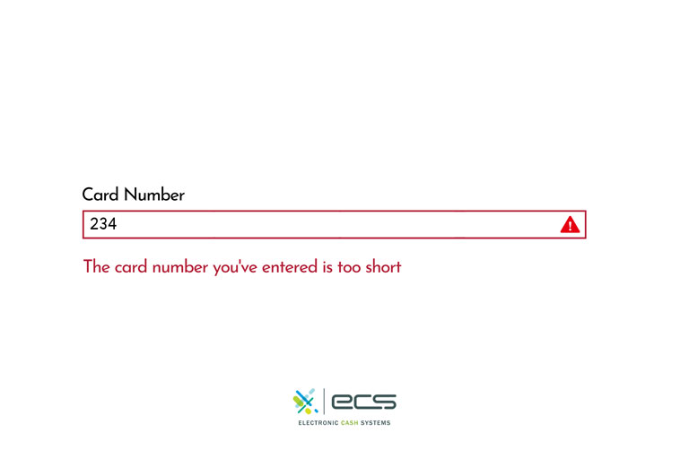 Graphic showing an error message when inputting credit card information online