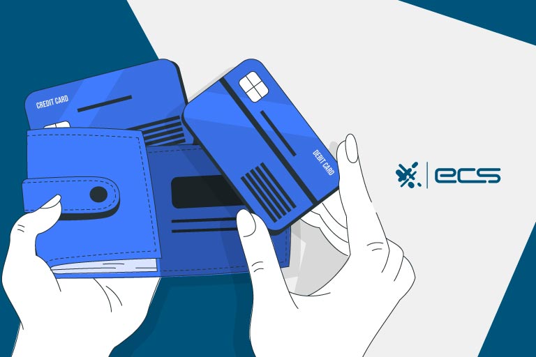 Illustration of a woman taking a credit card out of her wallet