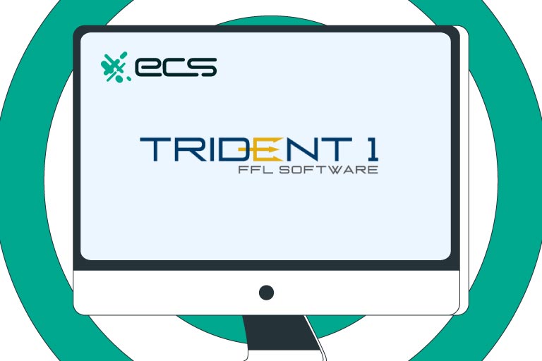 Computer screen showing a trident 1 ffl gun store POS system logo