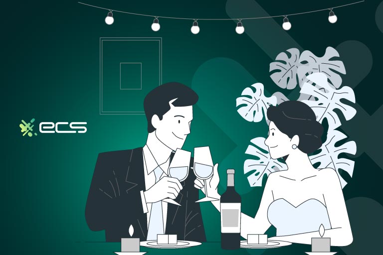 Young couple makinga. toast with wine glasses at a restaurant