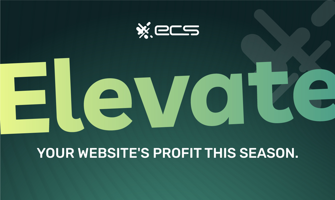 Elevate your website's profit this season text with an ecs payment logo in the background