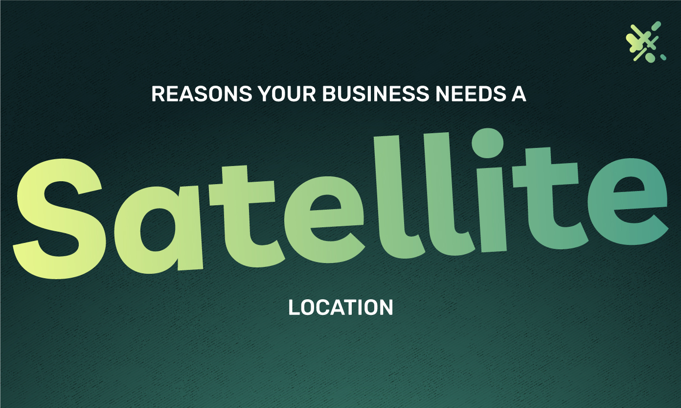 this image shows a Green background with the ECS payments logo and a title that reads: Reasons your business needs a satellite location