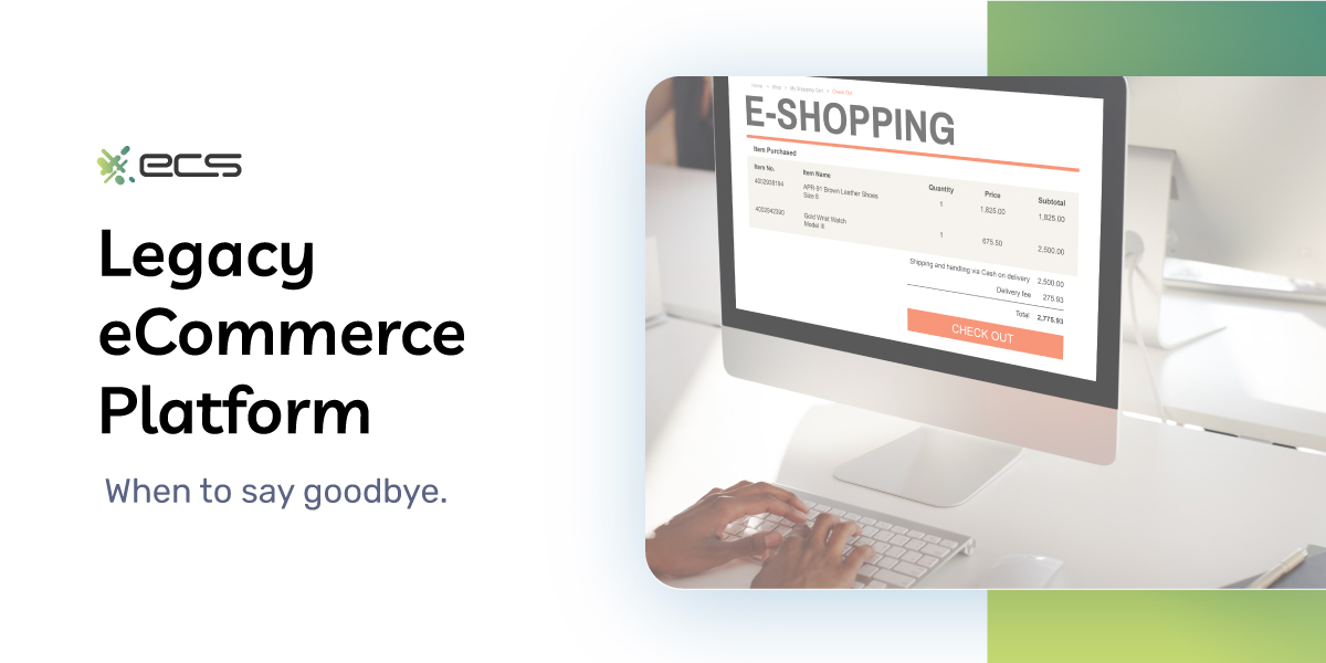 This picture shows a woman on her computer, shopping online and checking out at an ecommerce store