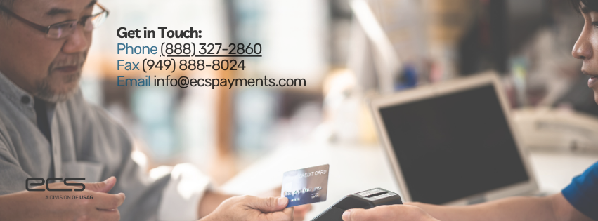ecs payments contact information with the phone number, fax, and email.