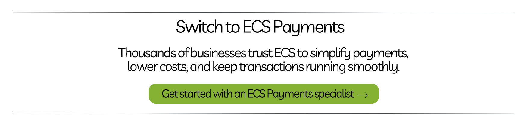 Promotional banner for ECS Payments with the headline ‘Switch to ECS Payments.’